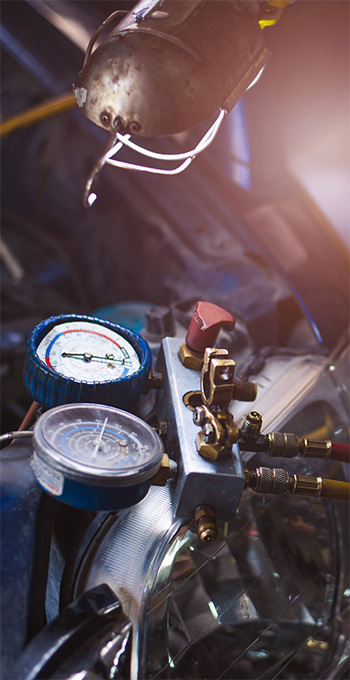 A/C repair gauges in blue